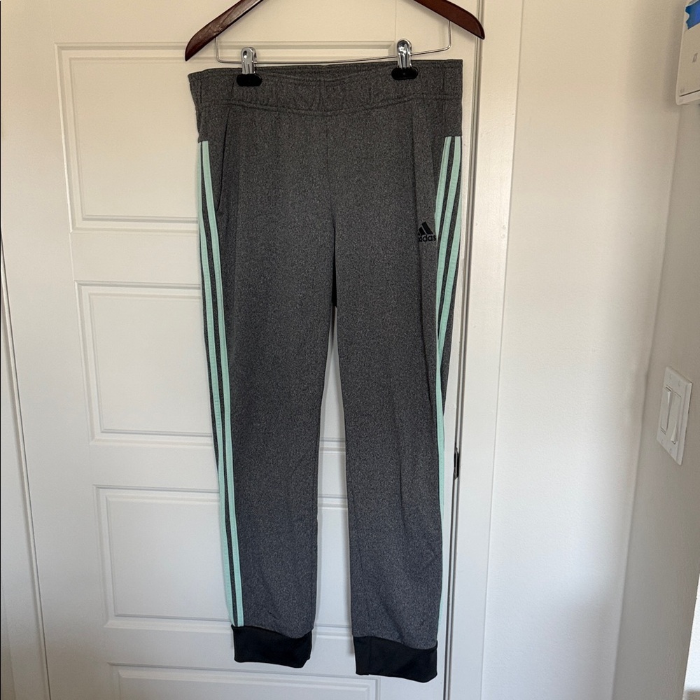 NWOT adidas women Gray Sweatpants with Mint Side Stripes